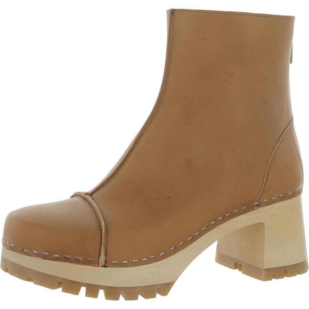 Swedish Hasbeens Tan Leather Lug Sole Ankle Boots